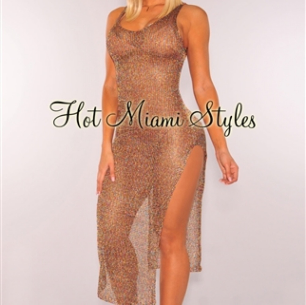 Gold shimmer cover up dress